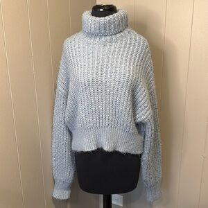 Zara Women’s Small Cable Knit Sweater Turtleneck Cropped Long Sleeve